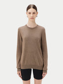 Kaszmir Damski Sweter Basic Z Półokrągłym Dekoltem Szarobrązowy - Gobi Cashmere #color_szarobrązowy