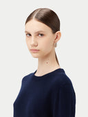 Kaszmir Damski Sweter Basic Z Półokrągłym Dekoltem Morski - Gobi Cashmere #color_granatowy