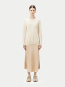 Kaszmir Damski Sweter Basic Z Półokrągłym Dekoltem Biały - Gobi Cashmere #color_białawy