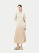Kaszmir Damski Sweter Basic Z Półokrągłym Dekoltem Biały - Gobi Cashmere #color_białawy