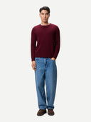Męski sweter kaszmirowy z prążkowanej dzianiny Wino Zinfandel - Gobi Cashmere #color_wino zinfandel