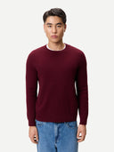 Męski sweter kaszmirowy z prążkowanej dzianiny Wino Zinfandel - Gobi Cashmere #color_wino zinfandel