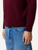 Męski sweter kaszmirowy z prążkowanej dzianiny Wino Zinfandel - Gobi Cashmere #color_wino zinfandel
