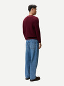 Męski sweter kaszmirowy z prążkowanej dzianiny Wino Zinfandel - Gobi Cashmere #color_wino zinfandel