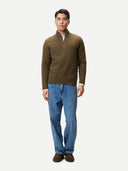 Męski sweter z dzianiny kaszmirowej o splocie waflowym z zamkiem do połowy długości Cub - Gobi Cashmere #color_cub