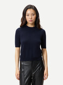 Sweter z kaszmiru z krótkim rękawem Granatowa Marynarka - Gobi Cashmere #color_granatowa marynarka