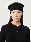 Beret w Teksturowanym Splocie Czarny - Gobi Cashmere #color_czarny