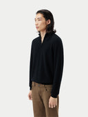 Męski sweter polo z czystego kaszmiru | Gobi Cashmere #color_czarny