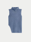 Women's Turtle Neck Cashmere Vest | GOBI Cashmere #color_zakurzony błękit