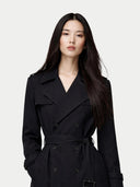 Średniej długości kaszmirowy trencz | GOBI Cashmere #color_czarny