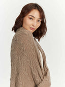 Kaszmir Unisex Koc Z Dzianiny Warkoczowej Szarobrązowy - Gobi Cashmere #color_szarobrązowy