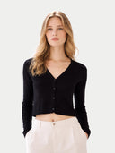 Lekki i wygodny kaszmirowo-jedwabny kardigan | GOBI Cashmere #color_czarny