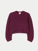 Krótki sweter z kaszmiru z owalnymi rękawami Burgundy - Gobi Cashmere #color_burgundy