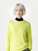 Kaszmir Damski Sweter Basic Z Półokrągłym Dekoltem - Gobi Cashmere #color_słoneczna limonka