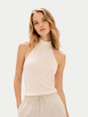 Kaszmirowy top golf damski w kolorze Organic | GOBi Cashmere #color_białawy