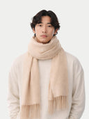 Kaszmir Damski Tkany Szal Oversize Szarobrązowy - Gobi Cashmere #color_beżowy