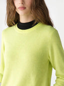 Kaszmir Damski Sweter Basic Z Półokrągłym Dekoltem - Gobi Cashmere #color_słoneczna limonka