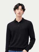 Koszulka polo z kaszmiru i jedwabiu | GOBI Cashmere #color_czarny
