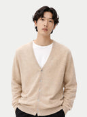 Kaszmir Męski Kardigan Z Dekoltem W Szpic Szary - Gobi Cashmere #color_ciepła szarość