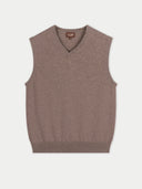 Sweter z kaszmiru i jedwabiu z dekoltem w szpic | GOBI #color_szarobrązowy