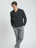 Kaszmir Męski Sweter Polo Szary - Gobi Cashmere #color_węgiel drzewny