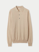Kaszmir Męski Sweter Polo Szarobrązowy - Gobi Cashmere #color_beżowy