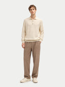 Kaszmir Męski Sweter Polo Szarobrązowy - Gobi Cashmere #color_białawy