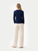 Kaszmir Damski Kardigan Z Półokrągłym Dekoltem - Gobi Cashmere #color_granatowy