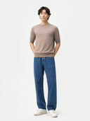 Kaszmir Męski T-Shirt Z Mieszanki Jedwabno-Kaszmirowej - Gobi Cashmere #color_szarobrązowy