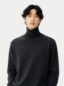 Kaszmir Męski Sweter Basic Z Golfem Szary - Gobi Cashmere #color_węgiel drzewny