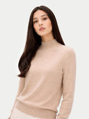 Kaszmir Damski Sweter Z Półgolfem Szarobrązowy - Gobi Cashmere #color_ciepła szarość