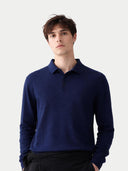 Koszulka polo z kaszmiru i jedwabiu | GOBI Cashmere #color_nastrój indygo