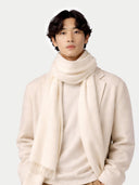 Kaszmir Męski Szal Z Frędzlami - Gobi Cashmere #color_białawy