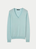 Damski Kaszmirowy Sweter Basic z Dekoltem V Błękit | GOBI PL #color_błękitne szkło