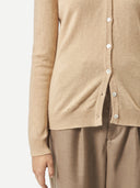 Kaszmir Damski Kardigan Z Dekoltem W Szpic - Gobi Cashmere #color_beżowy