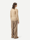 Kaszmir Damski Kardigan Z Dekoltem W Szpic - Gobi Cashmere #color_beżowy