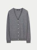 Kaszmir Damski Kardigan Z Dekoltem W Szpic Szary - Gobi Cashmere #color_ponura szarość