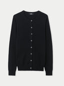 Kaszmir Damski Kardigan Z Półokrągłym Dekoltem - Gobi Cashmere #color_czarny