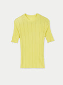 Kaszmirowy jedwabny top Ajour z koronką | GOBI Cashmere #color_jaskrawożółty