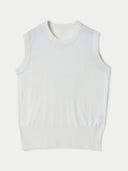 Jedwabny top bez rękawów z dzianiny | GOBI Cashmere #color_szeptana biel