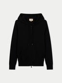 Bluza z kapturem i zamkiem z kaszmiru | GOBI Cashmere #color_czarny
