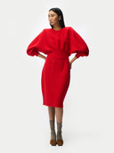 Sukienka z kaszmiru o rzeźbionym kroju Fiery Red - Gobi Cashmere #color_fiery red