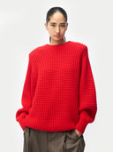 Sweter z kaszmiru z szerokimi ramionami i okrągłym dekoltem Fiery Red - Gobi Cashmere #color_fiery red