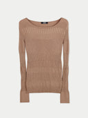 Women's Ribbed Cotton Silk Cashmere Blend Sweater Timber Wolf - Gobi Cashmere #color_wilk leśny