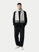 Kaszmir Męski Szal Z Frędzlami - Gobi Cashmere #color_niebieski świt