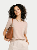 Top z kaszmiru z dekoltem w serek | GOBI Cashmere #color_beżowy