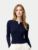 Kaszmirowo-jedwabny kardigan na guziki | GOBI Cashmere #color_nastrój indygo