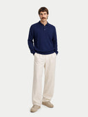 Kaszmir Męski Sweter Polo Szary - Gobi Cashmere #color_granatowy