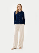 Kaszmir Damski Kardigan Z Półokrągłym Dekoltem - Gobi Cashmere #color_granatowy