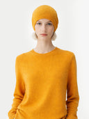 Zestaw kaszmirowy sweter i czapka kaszmirowa - Gobi Cashmere #color_żonkilowy